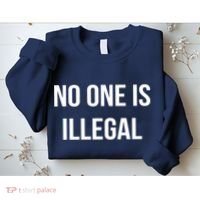 No One is Illegal Text Logo Sweatshirt thumb 2