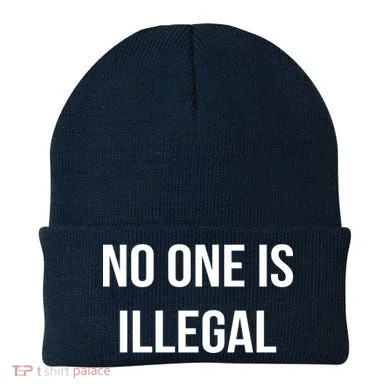 No One is Illegal Text Logo Beanie