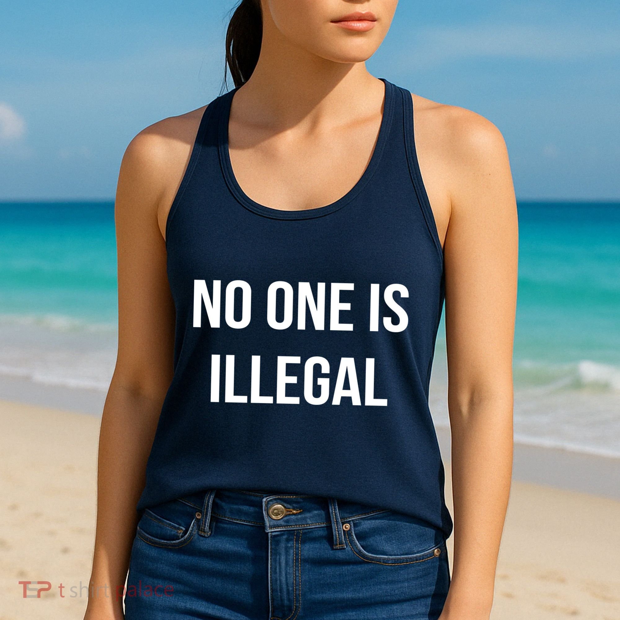No One is Illegal Text Logo Women's Tank Top