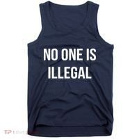 No One is Illegal Text Logo Tank Top thumb 0