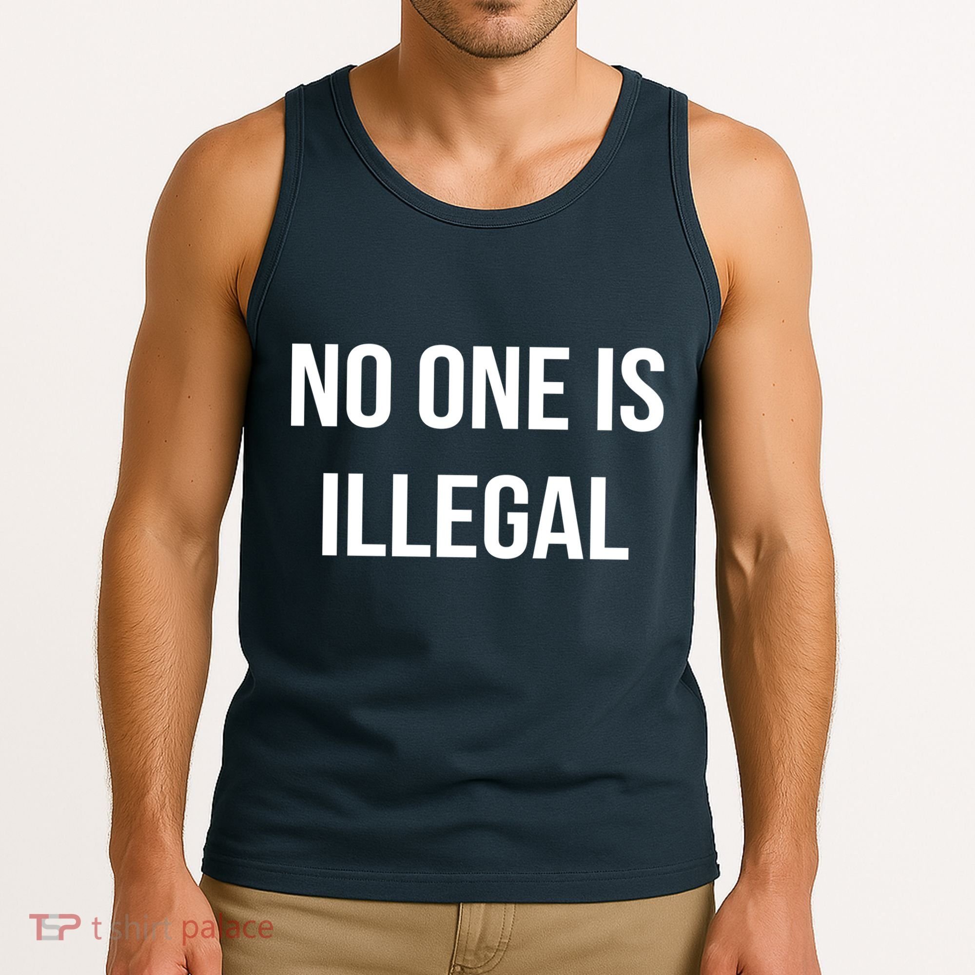 No One is Illegal Text Logo Tank Top