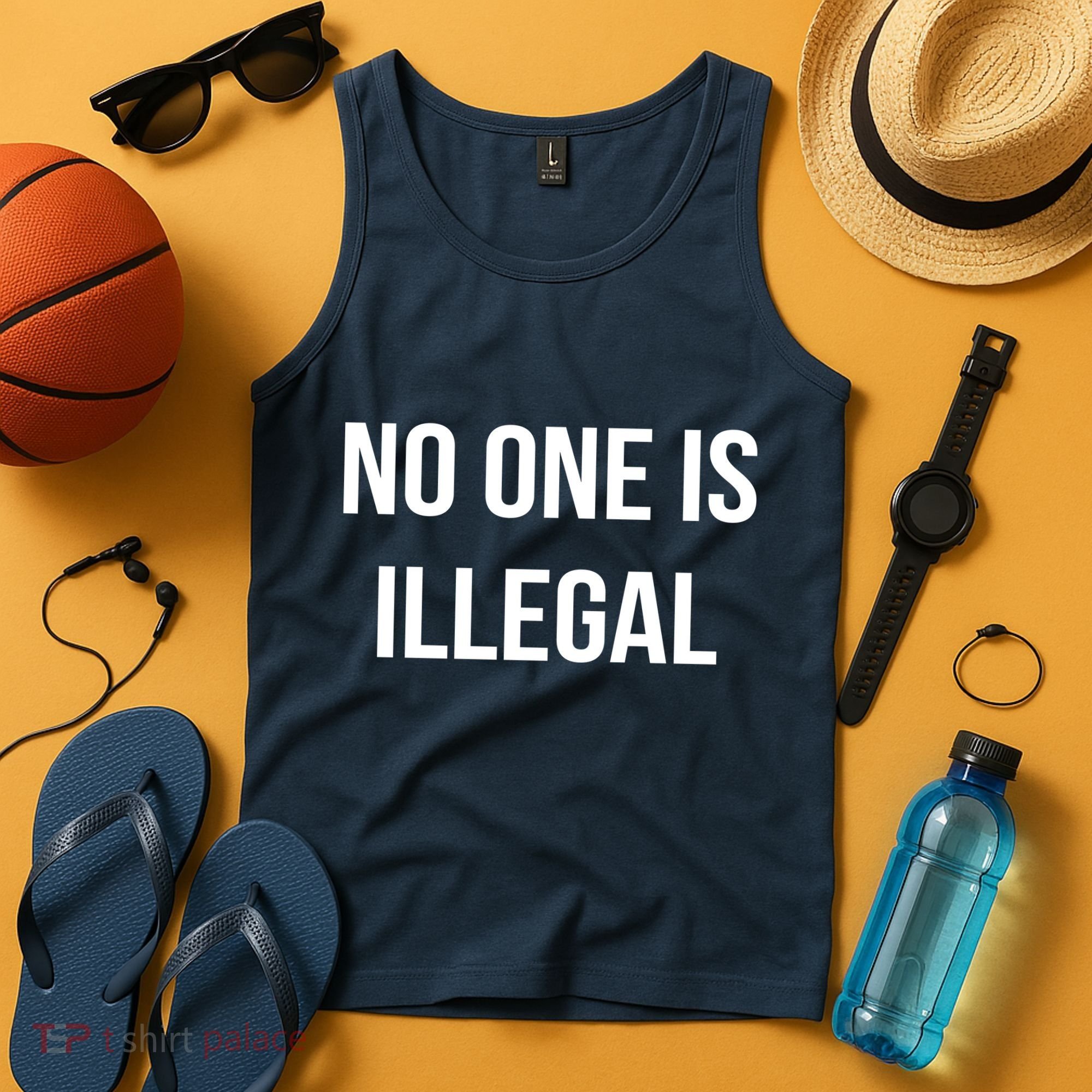 No One is Illegal Text Logo Tank Top