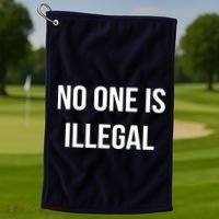 No One is Illegal Text Logo Golf Towel thumb 1