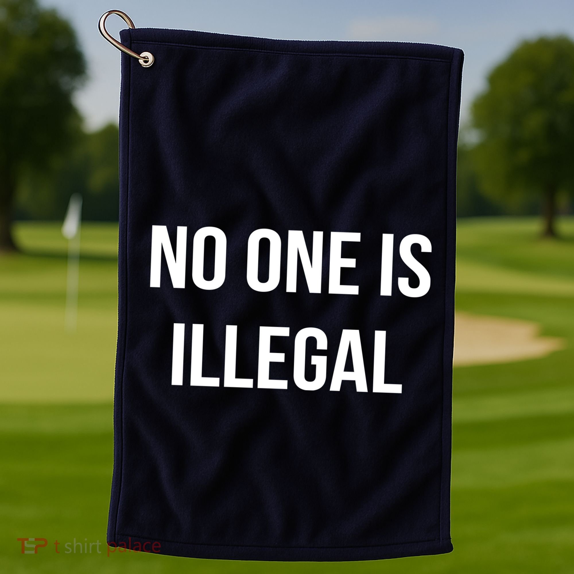No One is Illegal Text Logo Golf Towel