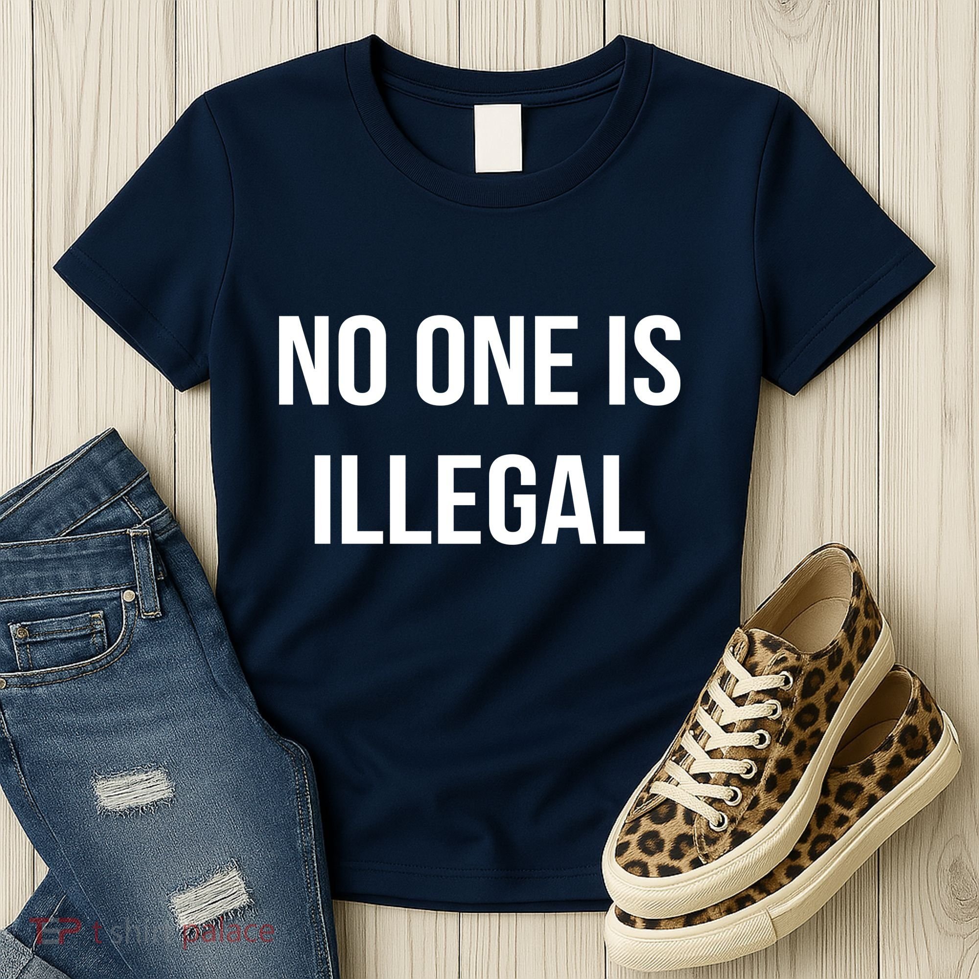 No One is Illegal Text Logo Women's T-Shirt