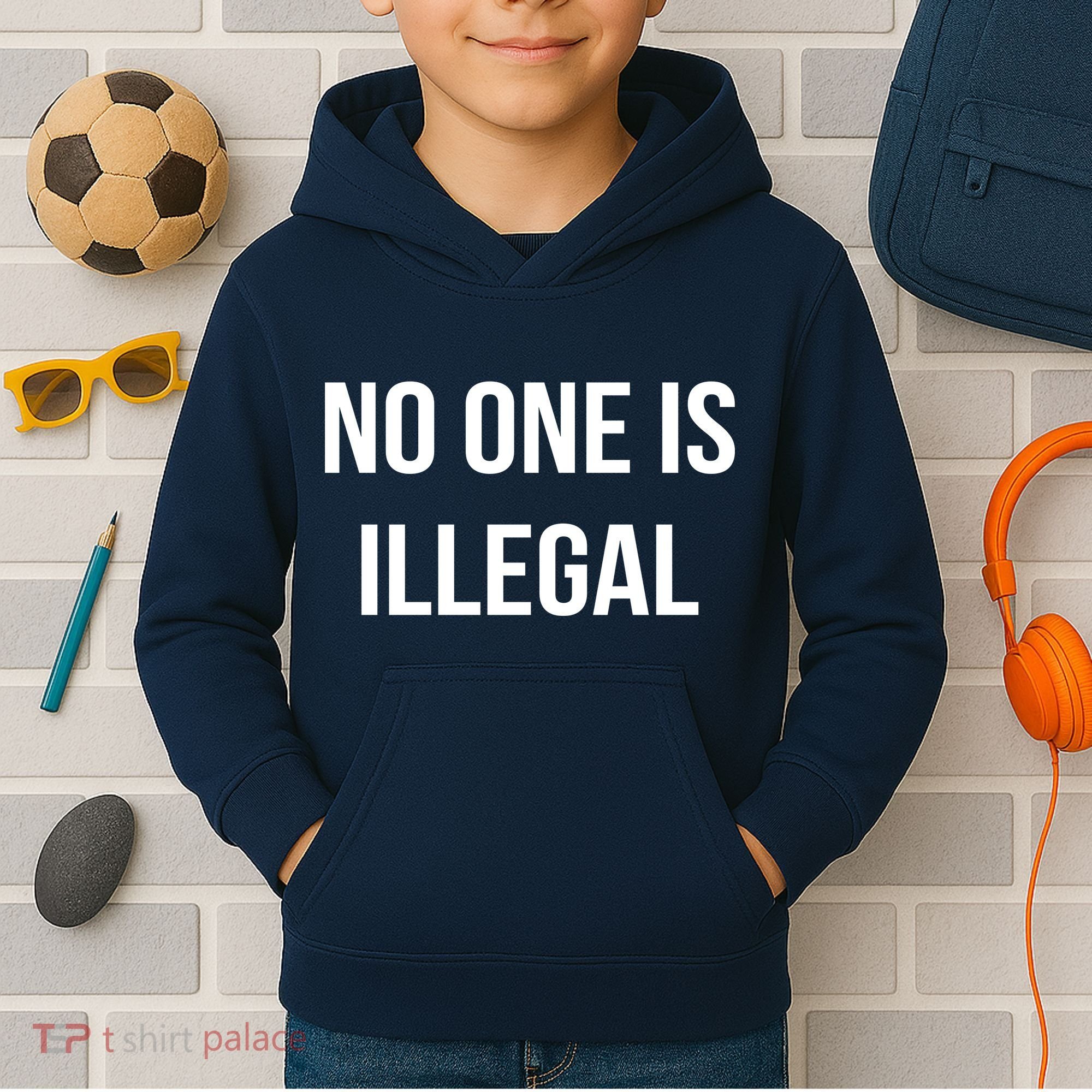 No One is Illegal Text Logo Kids Hoodie
