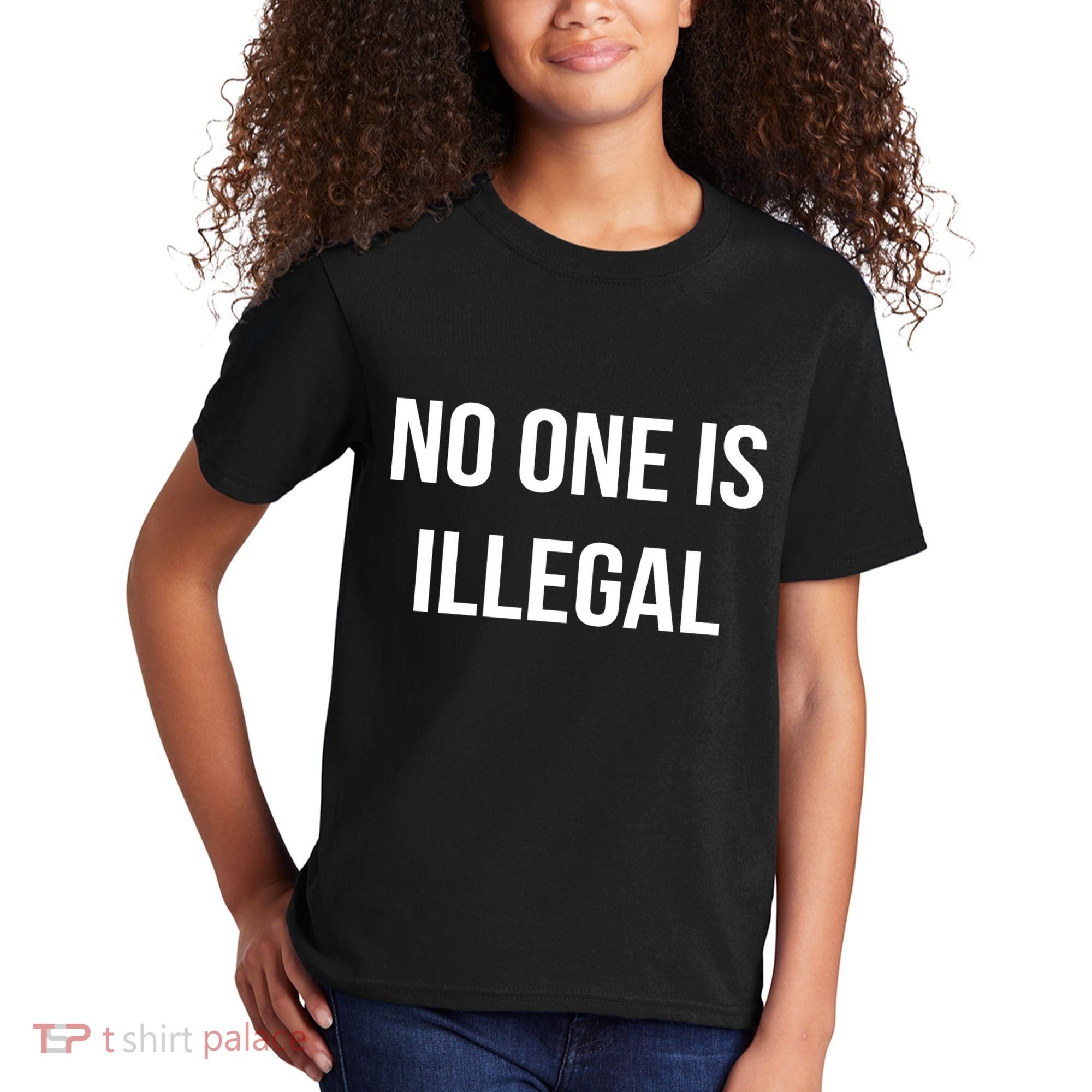 No One is Illegal Text Logo Kids T-Shirt