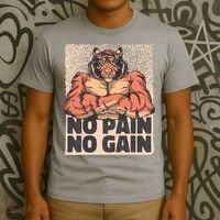 No Pain No Gain Strong Tiger T-Shirt thumb 3