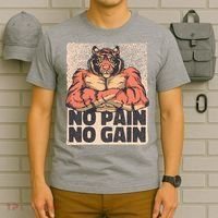No Pain No Gain Strong Tiger T-Shirt thumb 6