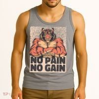 No Pain No Gain Strong Tiger Tank Top thumb 3