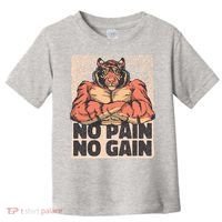 No Pain No Gain Strong Tiger Toddler T-Shirt thumb 0