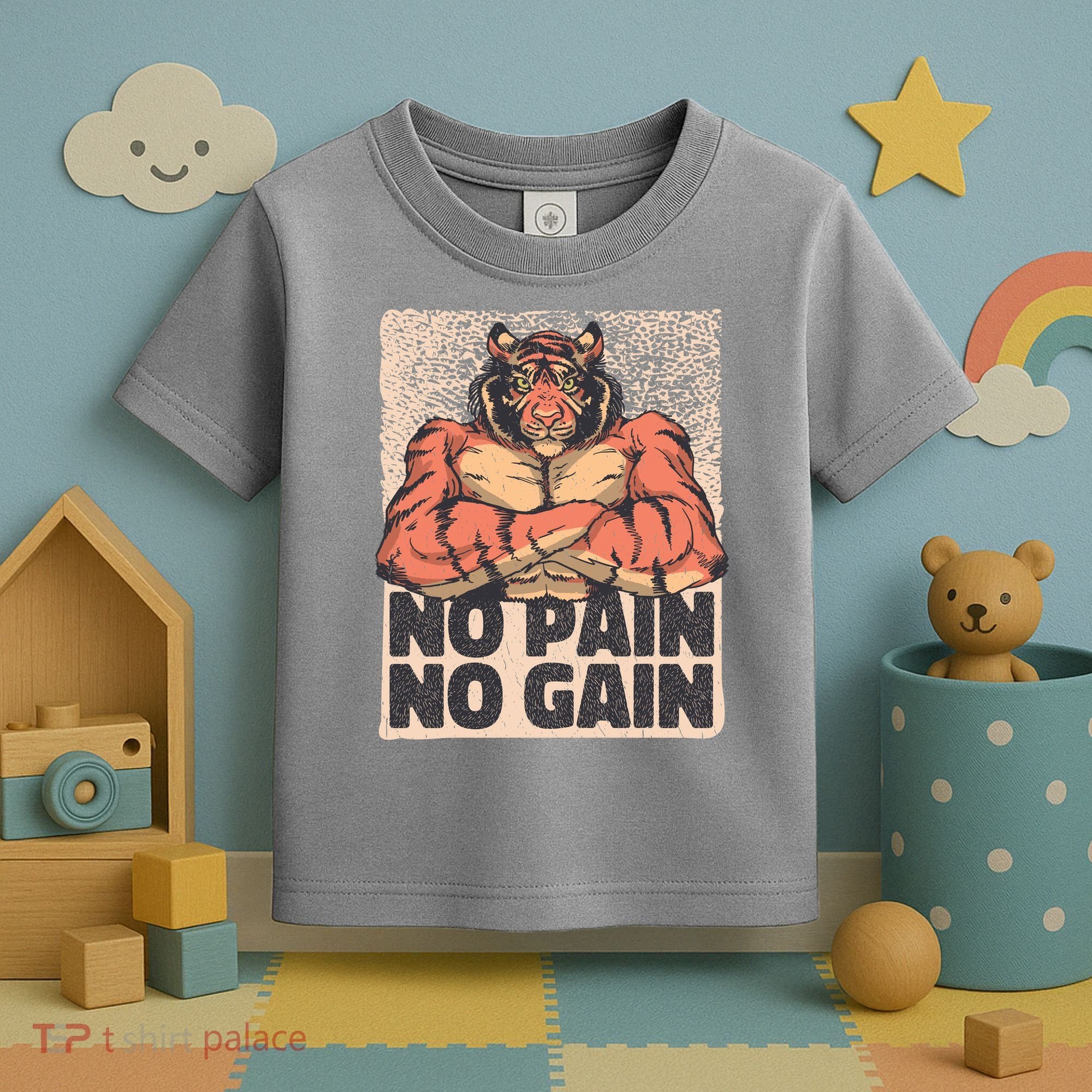 No Pain No Gain Strong Tiger Toddler T-Shirt