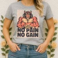 No Pain No Gain Strong Tiger Women's T-Shirt thumb 2