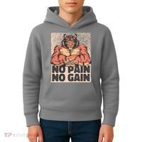 No Pain No Gain Strong Tiger Kids Hoodie thumb 4