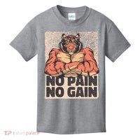 No Pain No Gain Strong Tiger Kids T-Shirt thumb 0