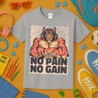 No Pain No Gain Strong Tiger Kids T-Shirt thumb 3