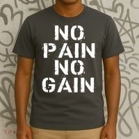 No Pain No Gain Workout Fitness Gym Logo T-Shirt thumb 3