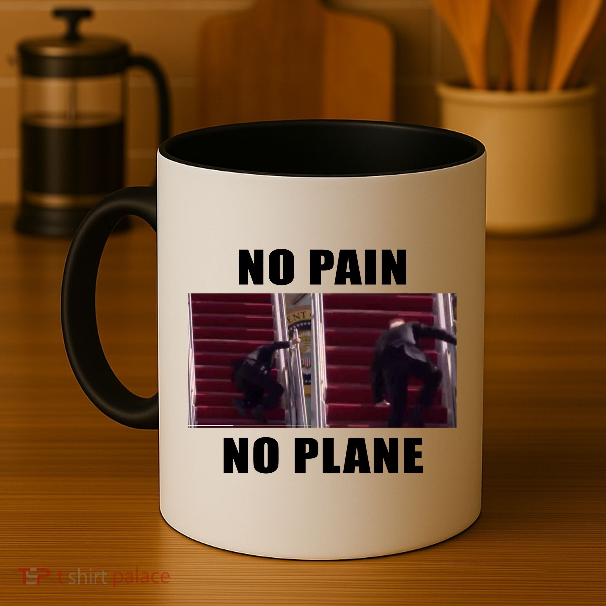 No Pain No Plane Funny Biden Stumbling Meme Coffee Mug