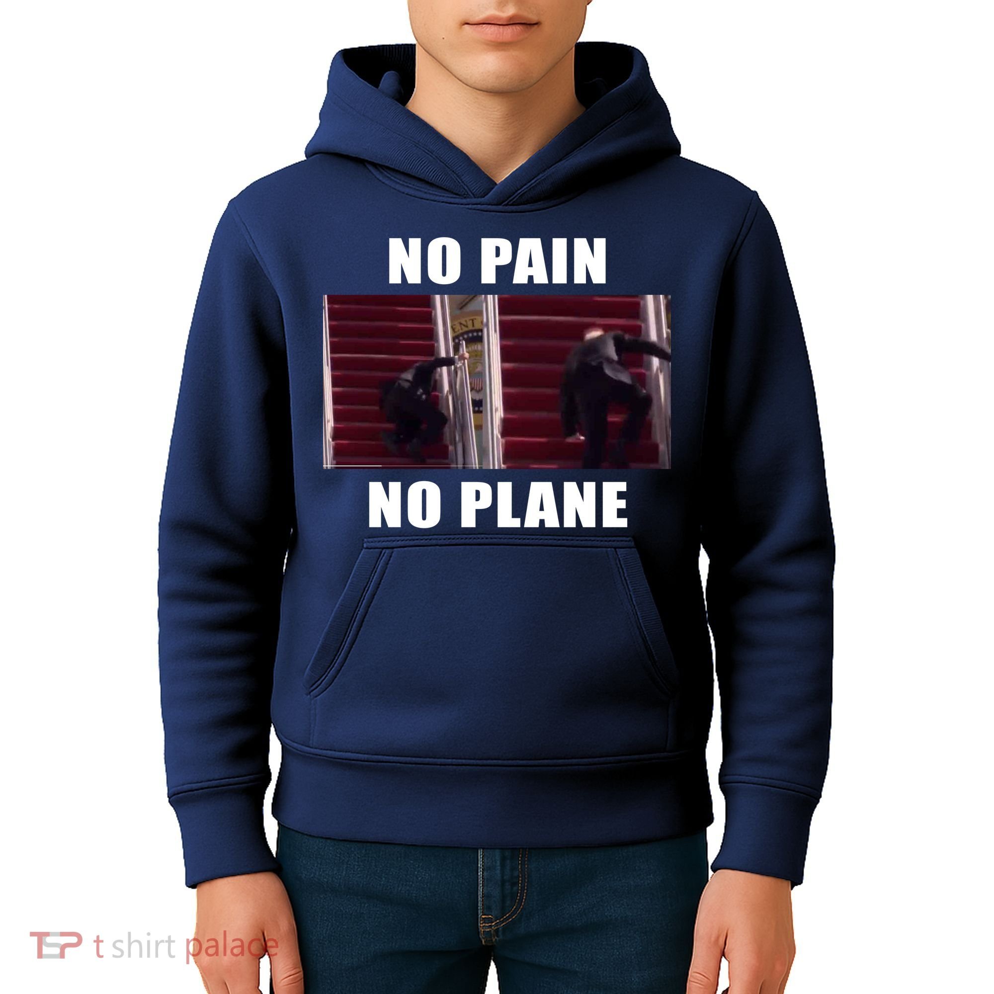 No Pain No Plane Funny Biden Stumbling Meme Kids Hoodie