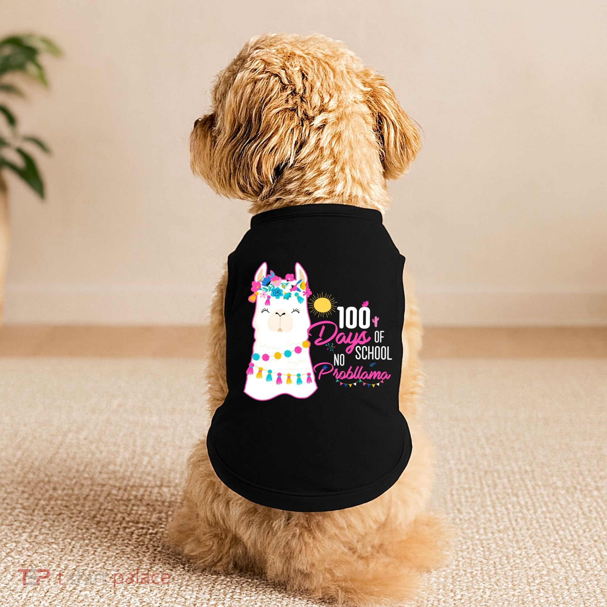 No Probllama 100 Days Of School Doggie Tank