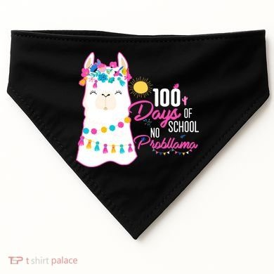 No Probllama 100 Days Of School USA-Made Doggie Bandana