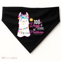 No Probllama 100 Days Of School USA-Made Doggie Bandana thumb 0