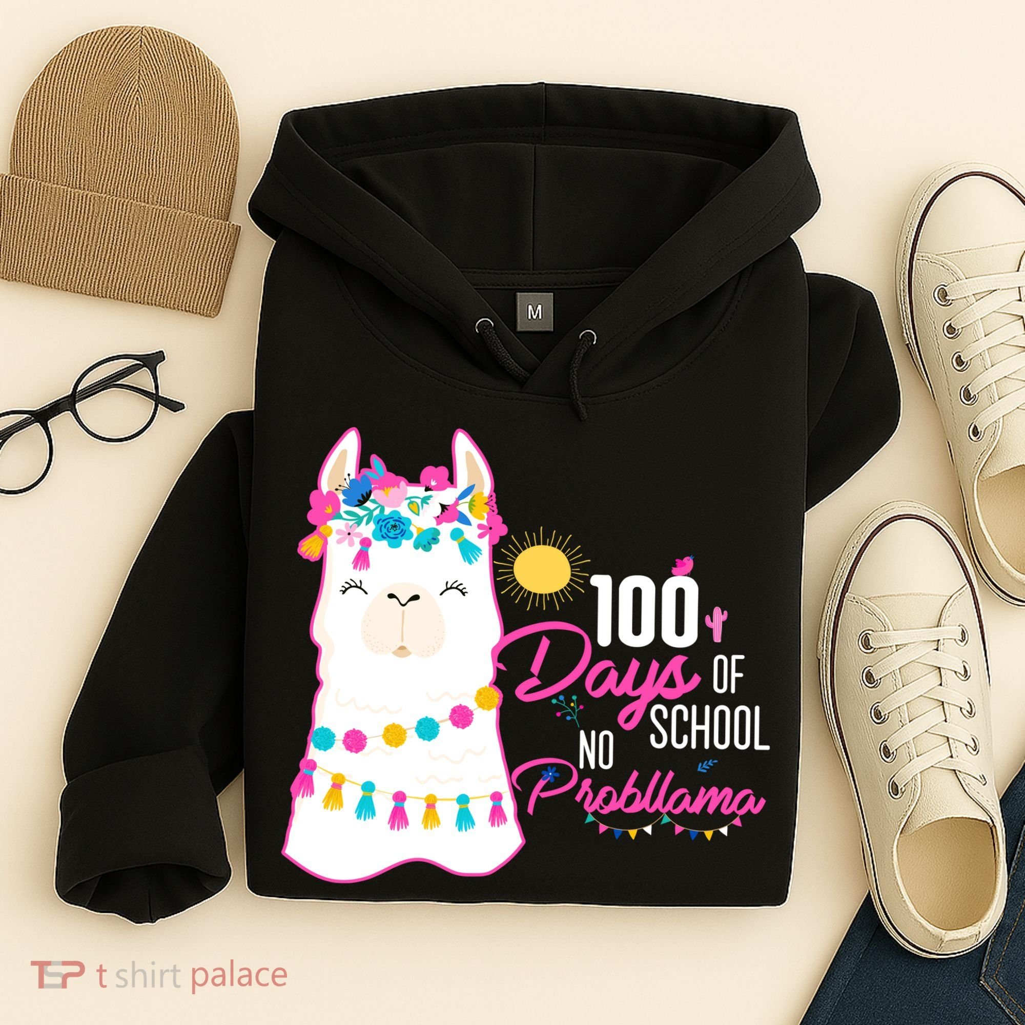 No Probllama 100 Days Of School Hoodie