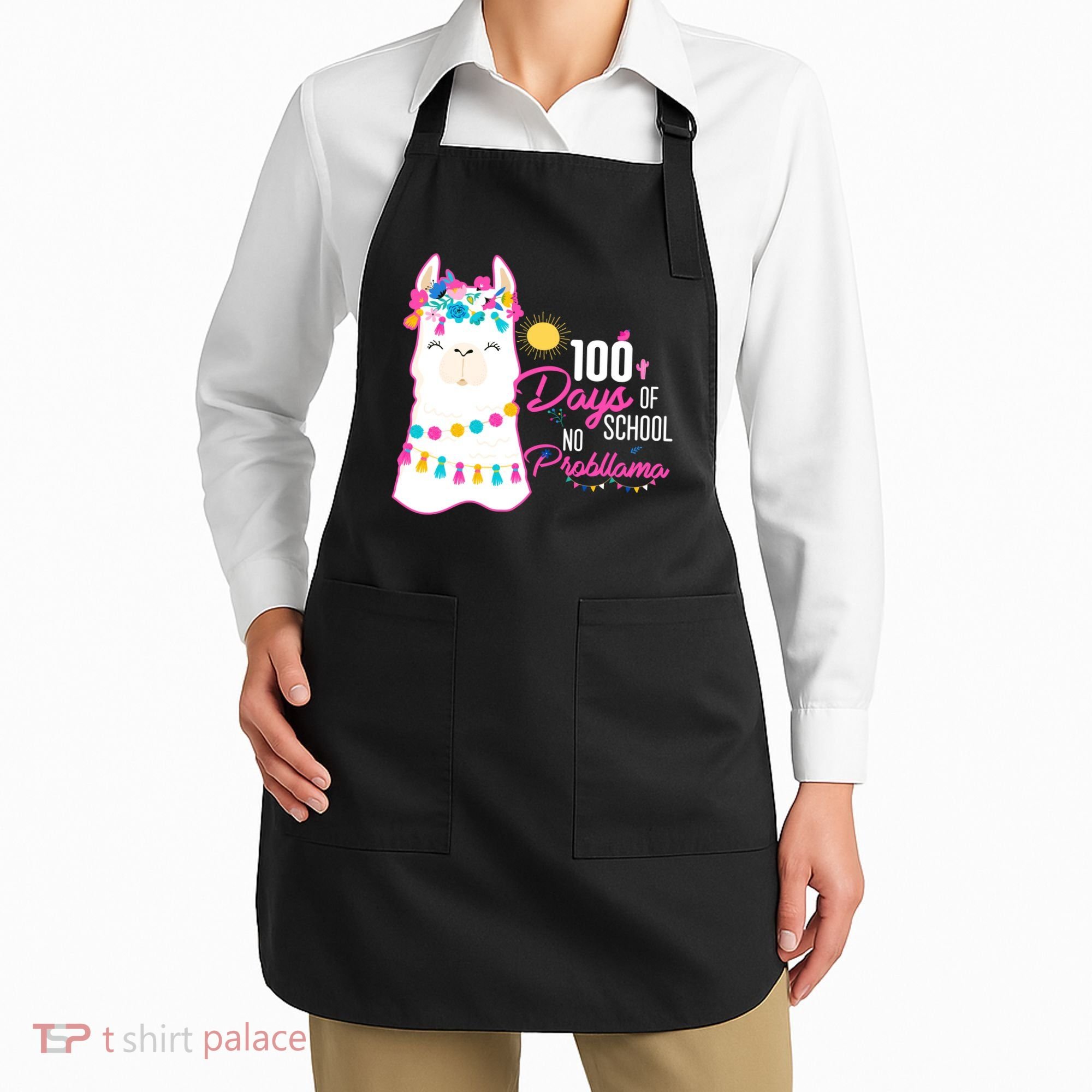 No Probllama 100 Days Of School Apron