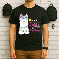 No Probllama 100 Days Of School T-Shirt thumb 6