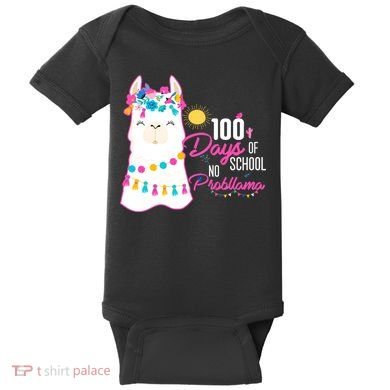 No Probllama 100 Days Of School Baby Bodysuit