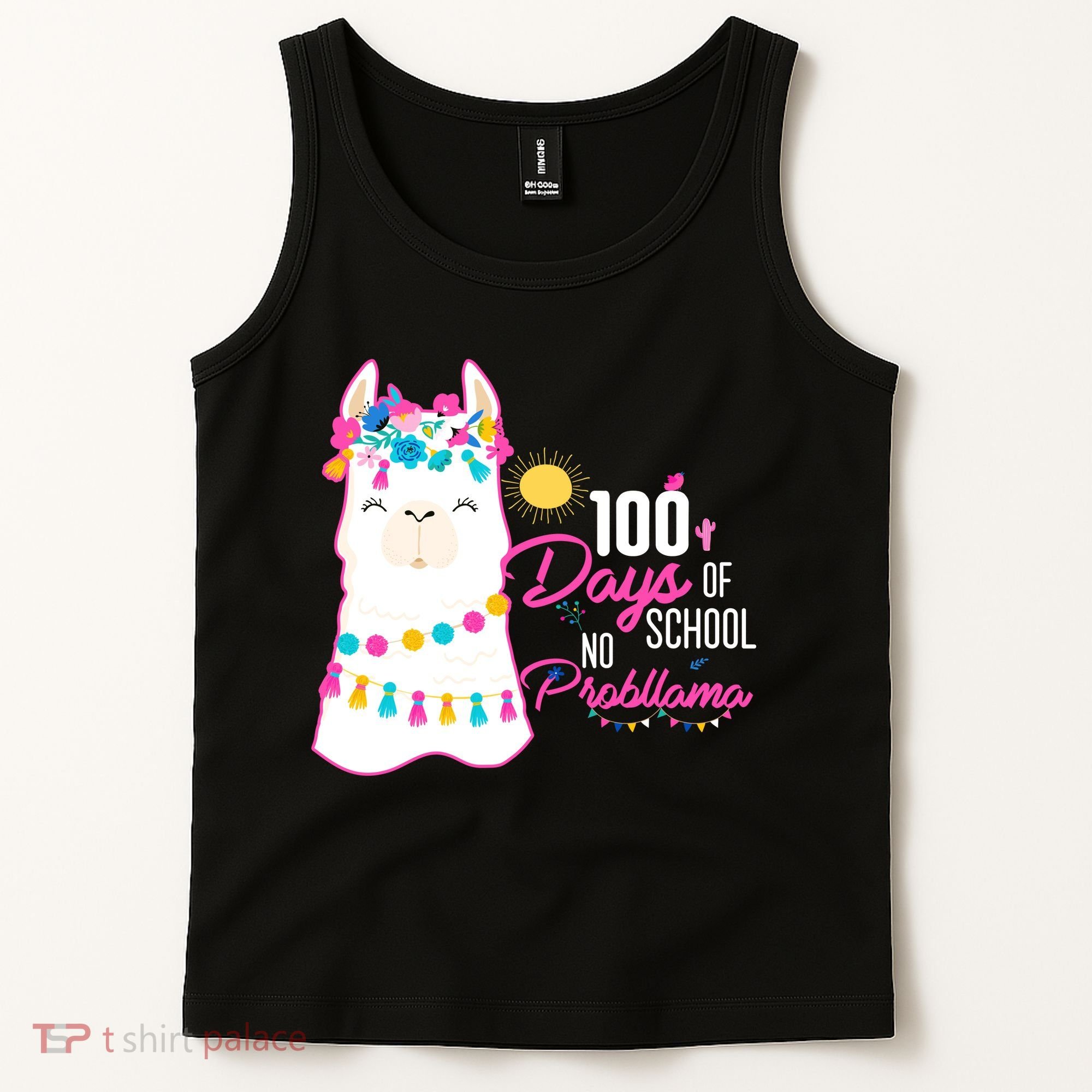 No Probllama 100 Days Of School Tank Top