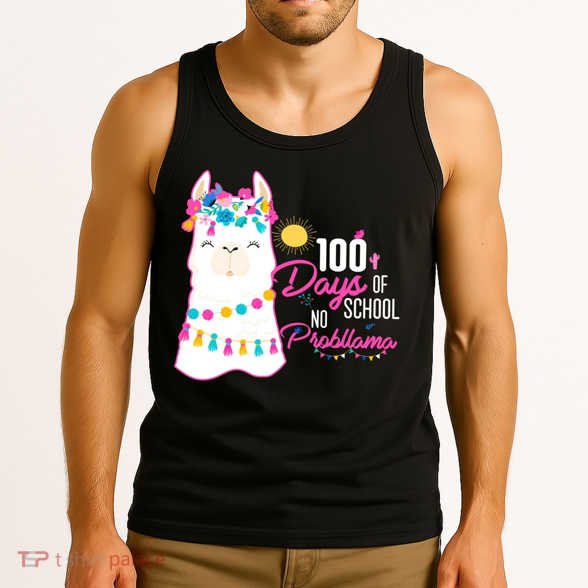 No Probllama 100 Days Of School Tank Top
