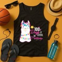 No Probllama 100 Days Of School Tank Top thumb 4