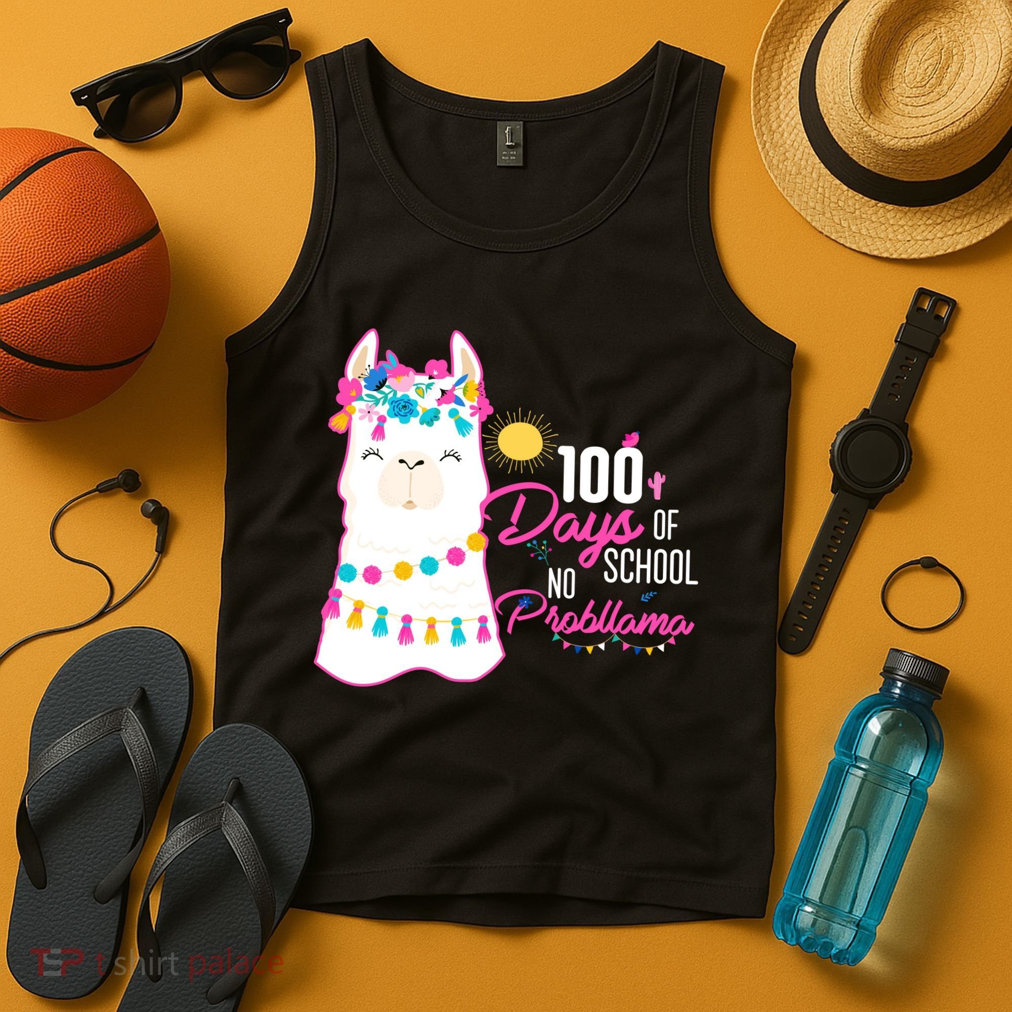 No Probllama 100 Days Of School Tank Top