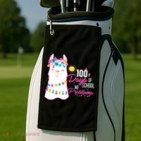 No Probllama 100 Days Of School Golf Towel thumb 2