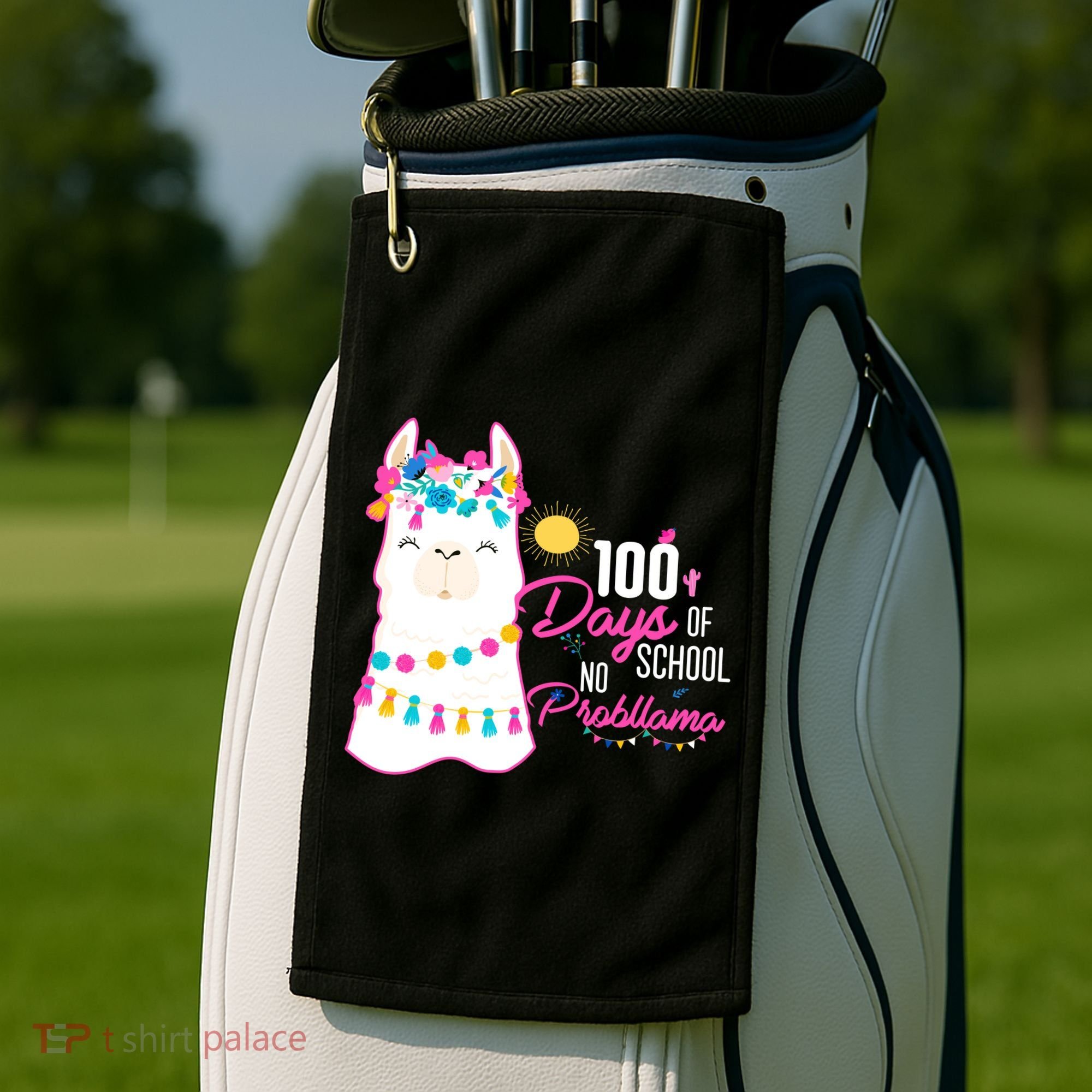 No Probllama 100 Days Of School Golf Towel