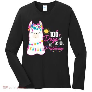 No Probllama 100 Days Of School Women's Long Sleeve Shirt