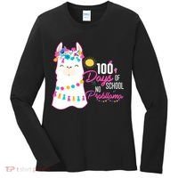 No Probllama 100 Days Of School Women's Long Sleeve Shirt thumb 0
