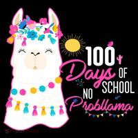 No Probllama 100 Days Of School Women's T-Shirt thumb 6