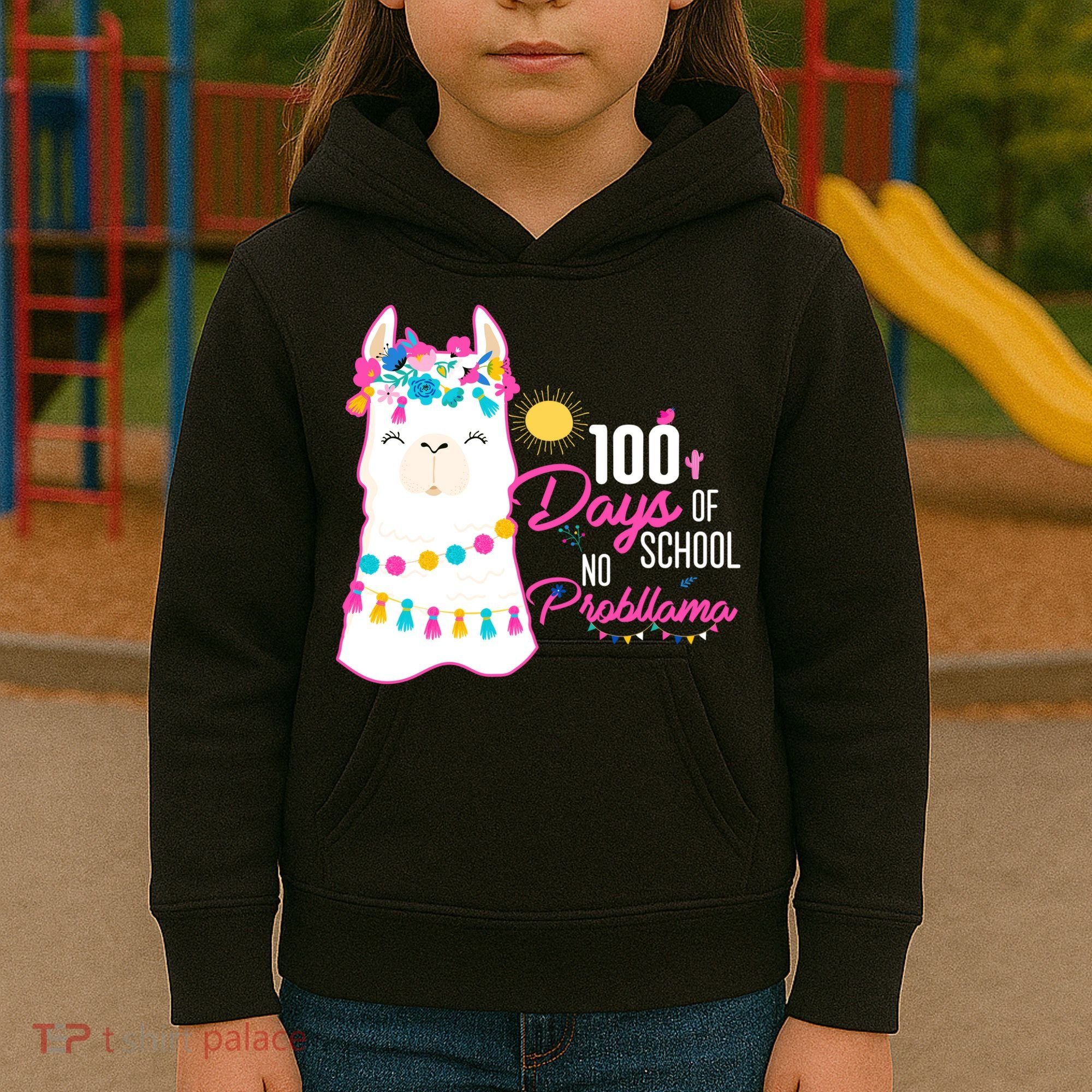 No Probllama 100 Days Of School Kids Hoodie