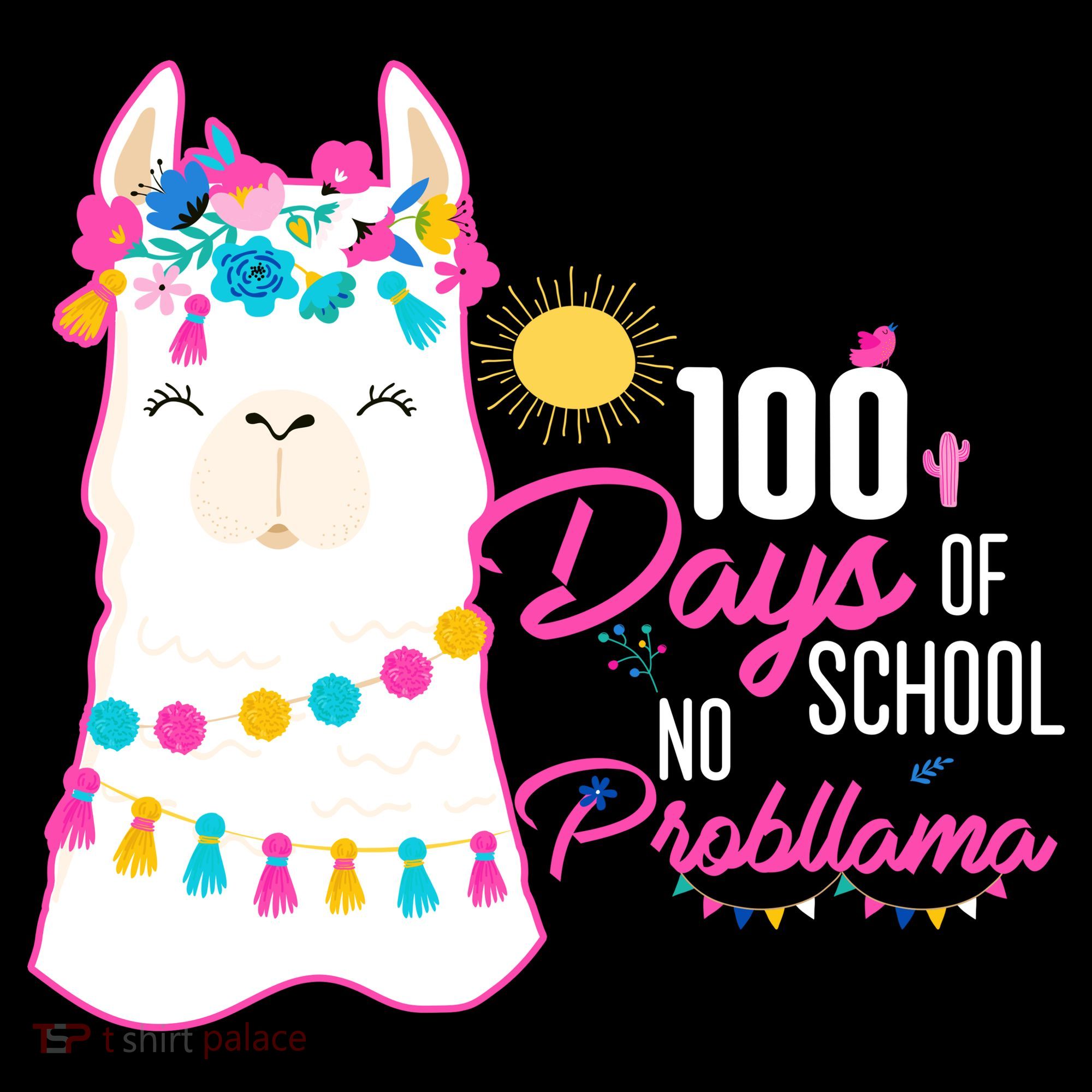 No Probllama 100 Days Of School Kids Hoodie