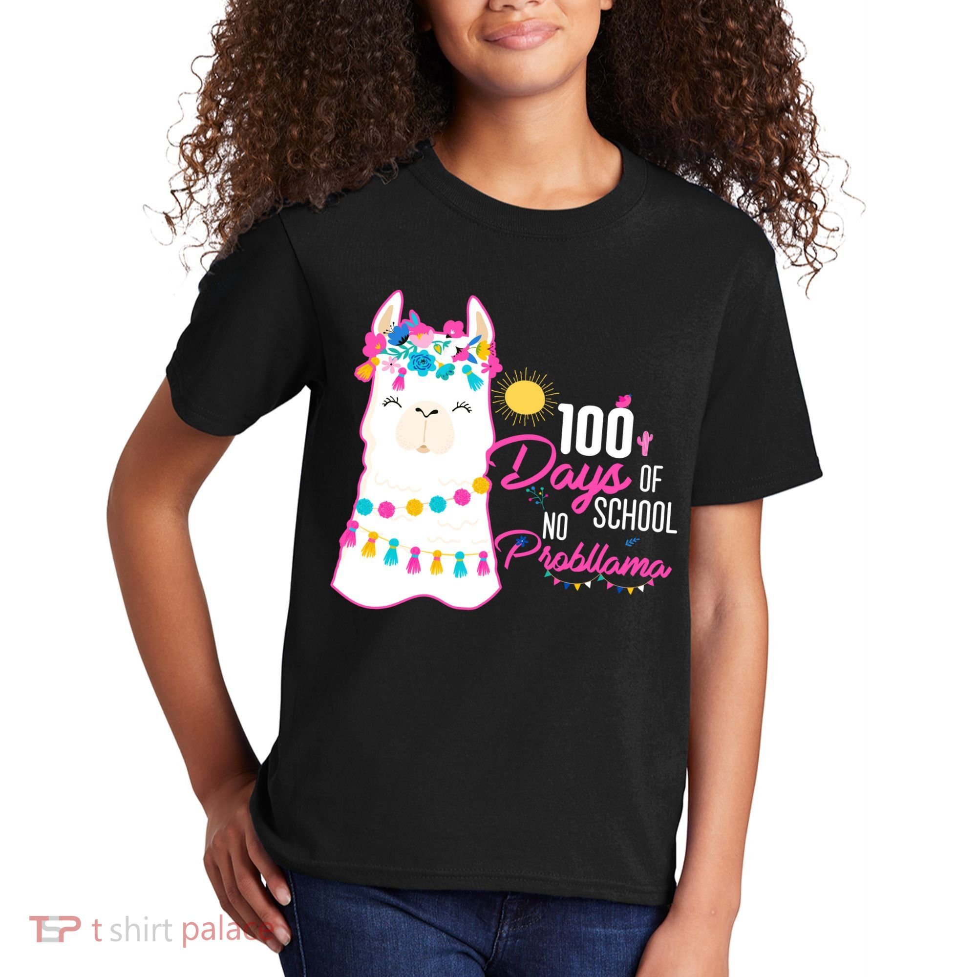 No Probllama 100 Days Of School Kids T-Shirt