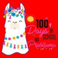 No Probllama 100 Days Of School Santa Hat thumb 1