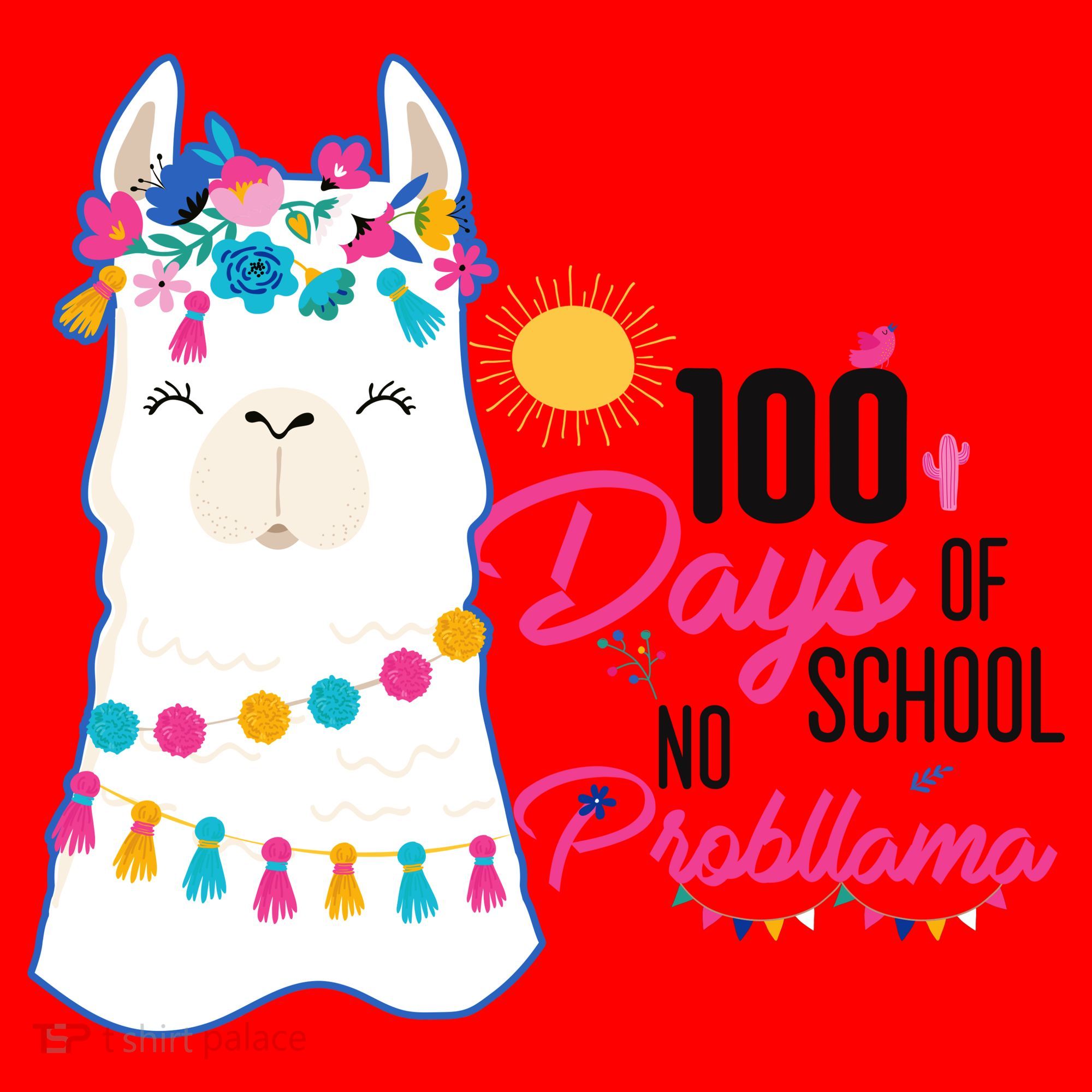 No Probllama 100 Days Of School Santa Hat
