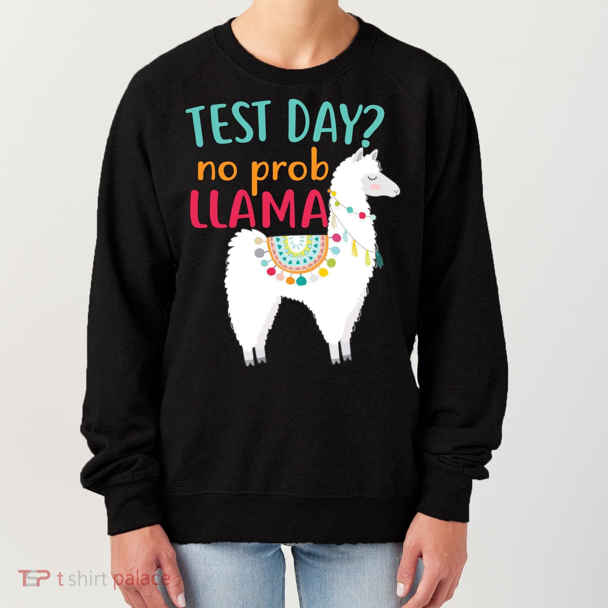 No Probllama Rock The Test Funny Women's Sweatshirt