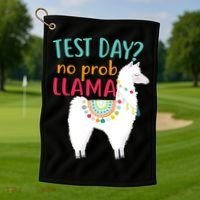 No Probllama Rock The Test Funny Golf Towel thumb 1