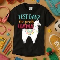 No Probllama Rock The Test Funny Kids T-Shirt thumb 3