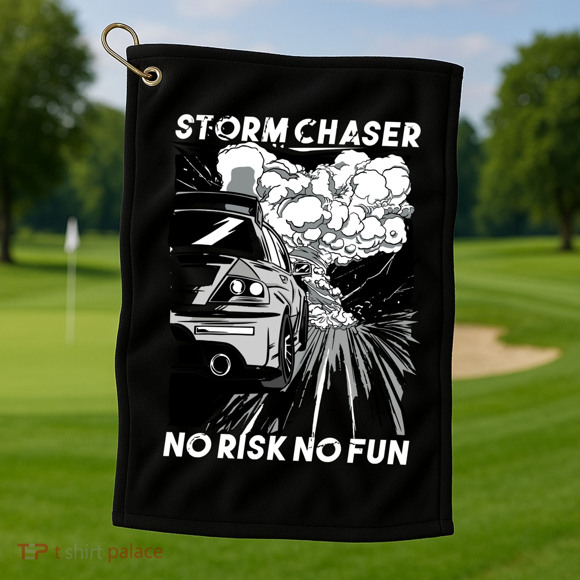 No Risk No Fun Car Racing Golf Towel
