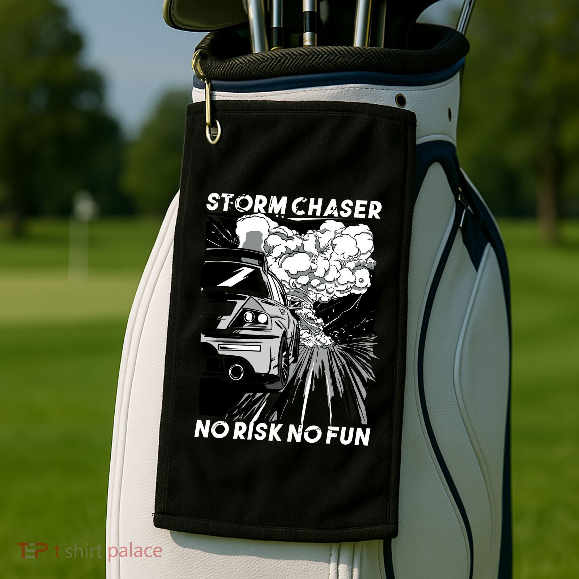 No Risk No Fun Car Racing Golf Towel