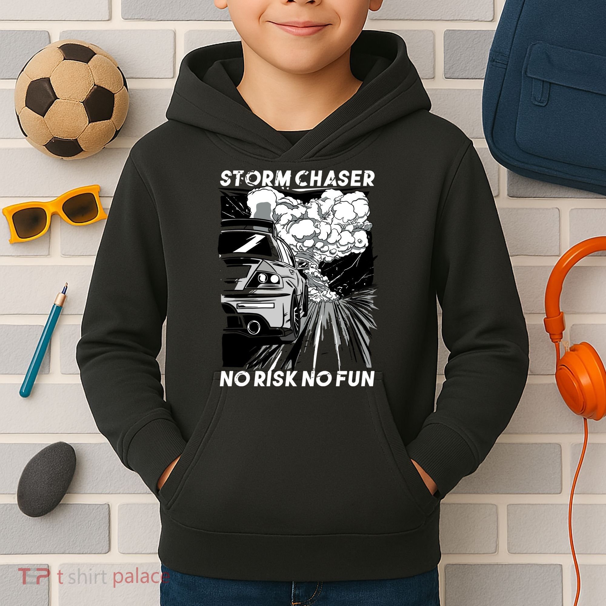 No Risk No Fun Car Racing Kids Hoodie